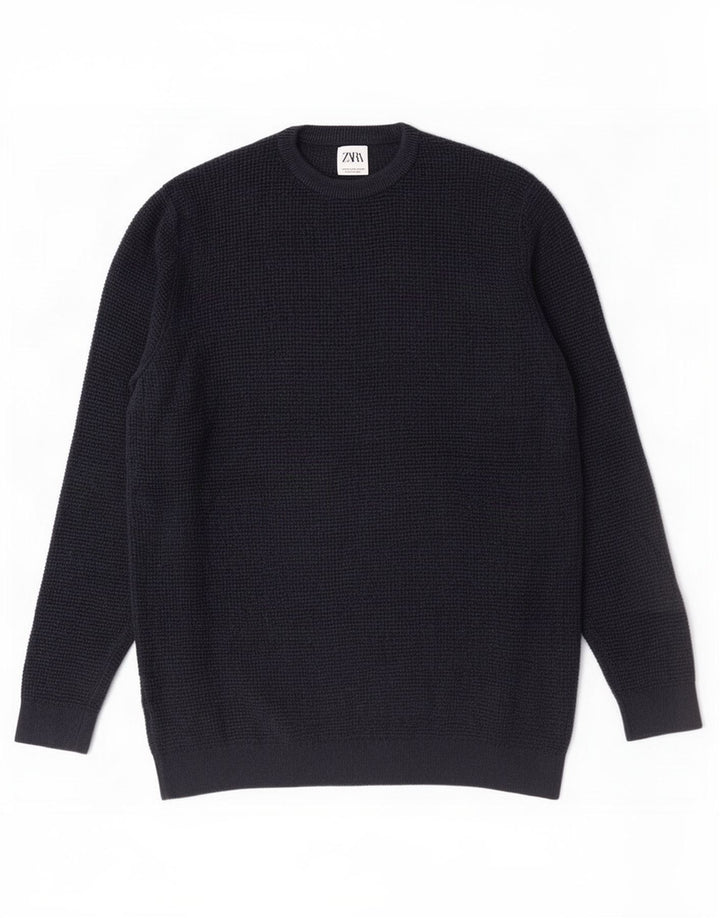 Maglione maglione girocollo da uomo Zara blu navy medio