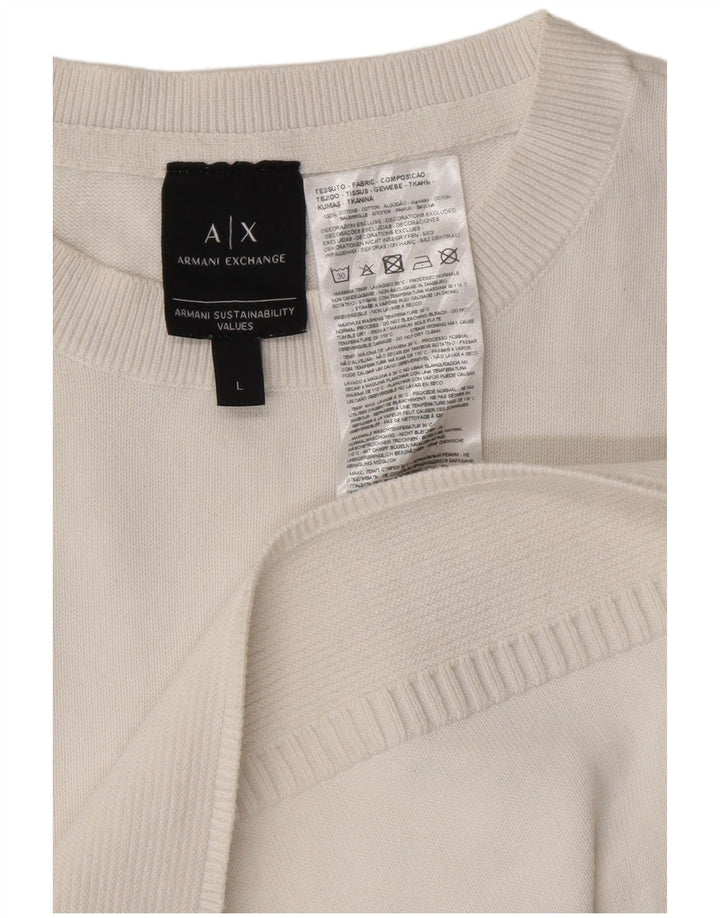 ARMANI EXCHANGE Maglione da uomo girocollo grande cotone bianco