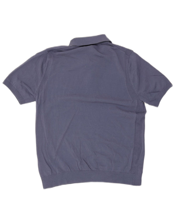 Maglione Reiss da uomo a maniche corte con collo a polo, grande cotone blu