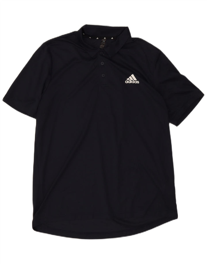Polo Adidas Aeroready da uomo grande in poliestere blu navy
