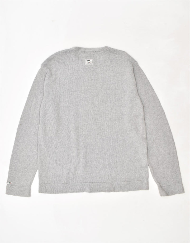 TOMMY HILFIGER Felpa grafica da uomo Maglione grande cotone grigio