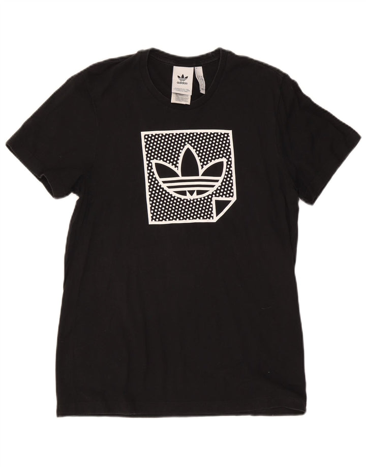 T-shirt grafica da uomo Adidas Top piccola in cotone nero