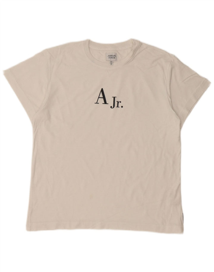 ARMANI JUNIOR T-shirt grafica per ragazzi 11-12 anni in cotone bianco