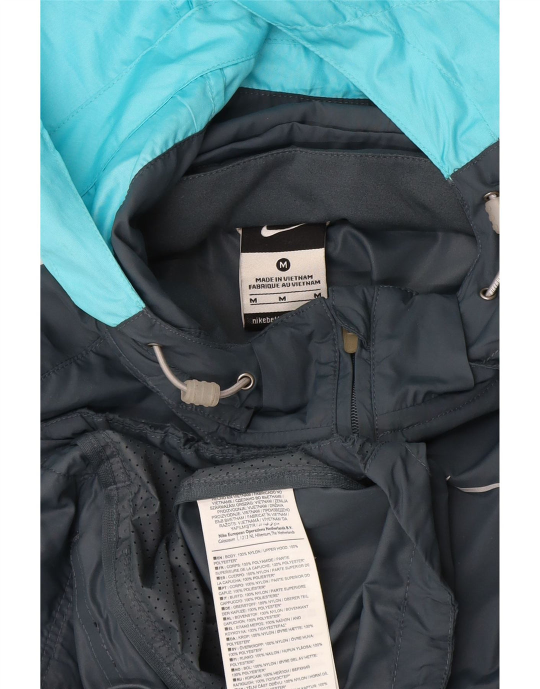 Giacca antipioggia con cappuccio da donna Nike UK 12 Nylon color block grigio medio