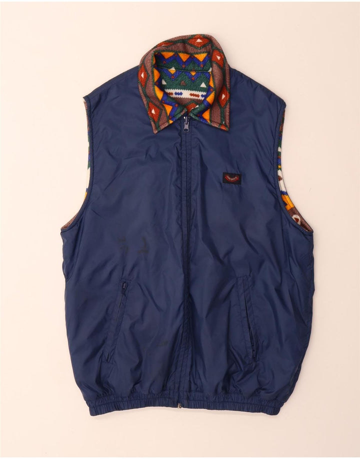 Gilet reversibile da uomo VINTAGE UK 38 medio blu navy in poliammide