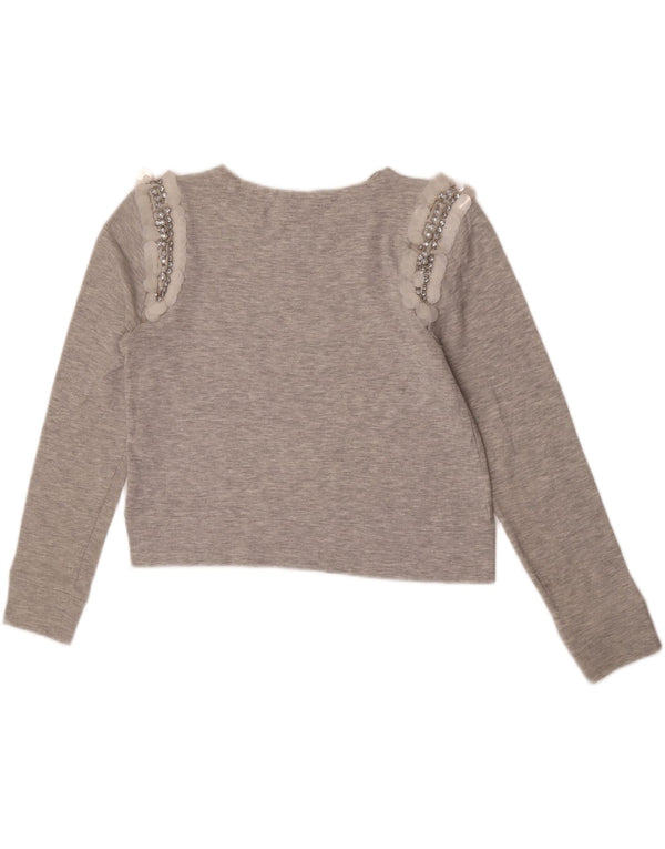 Felpa corta da donna Zara UK 12 Cotone screziato grigio medio