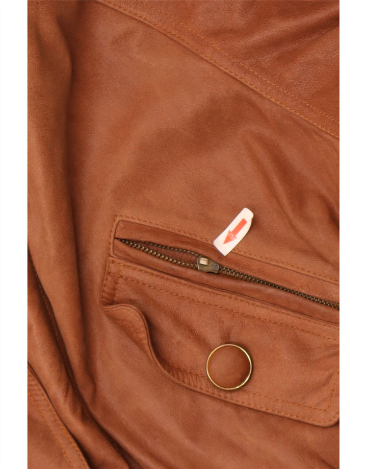 Giacca in pelle vintage da donna UK 18 XL Marrone