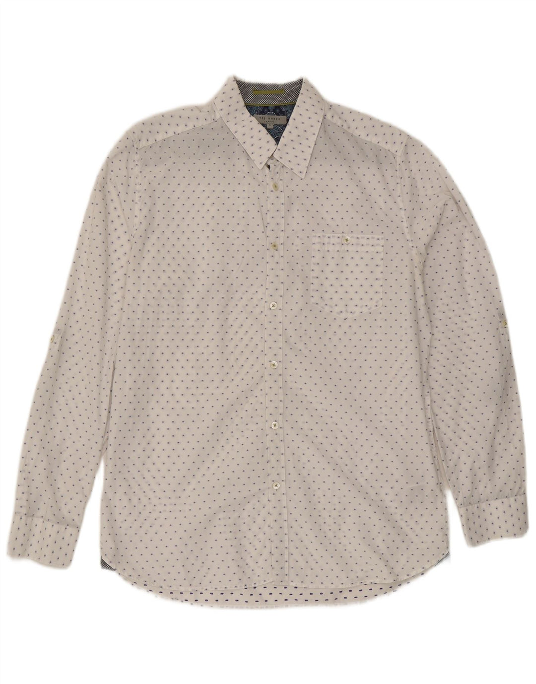 Camicia da uomo Ted Baker taglia 4 grande cotone maculato bianco