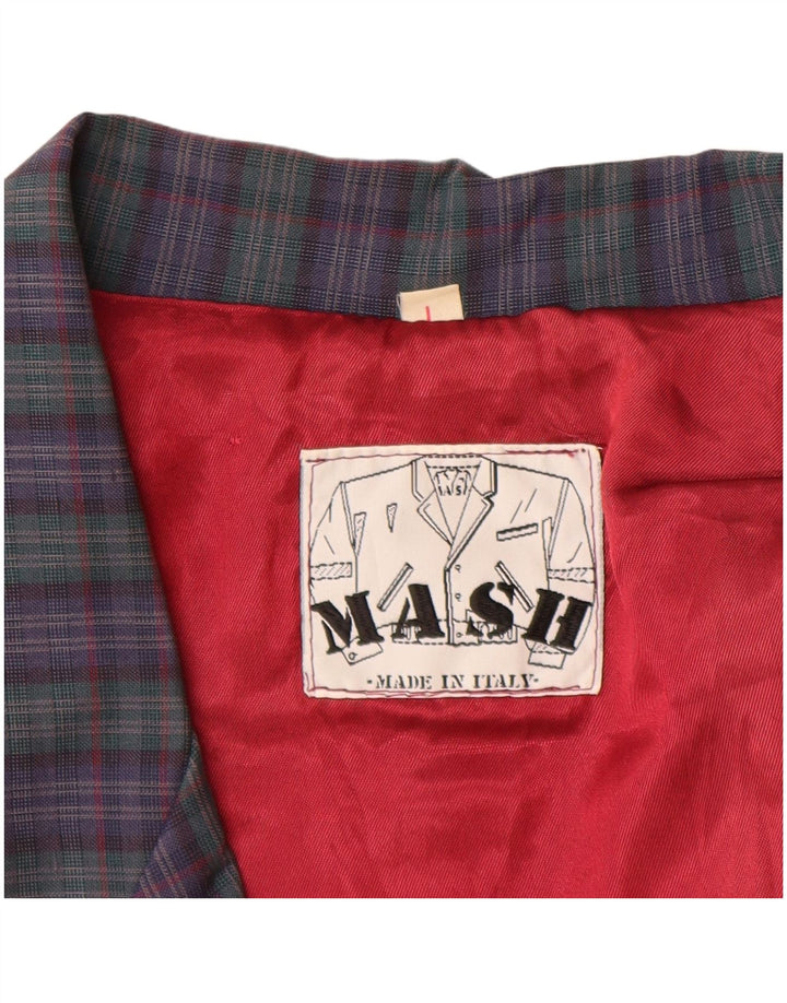 Giacca blazer da uomo a 1 bottone Mash UK 40 grande cotone a quadri viola