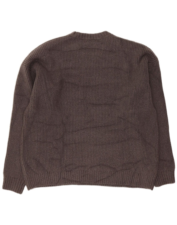 Maglione Zara da uomo con scollo a barca, grande, in poliestere grigio