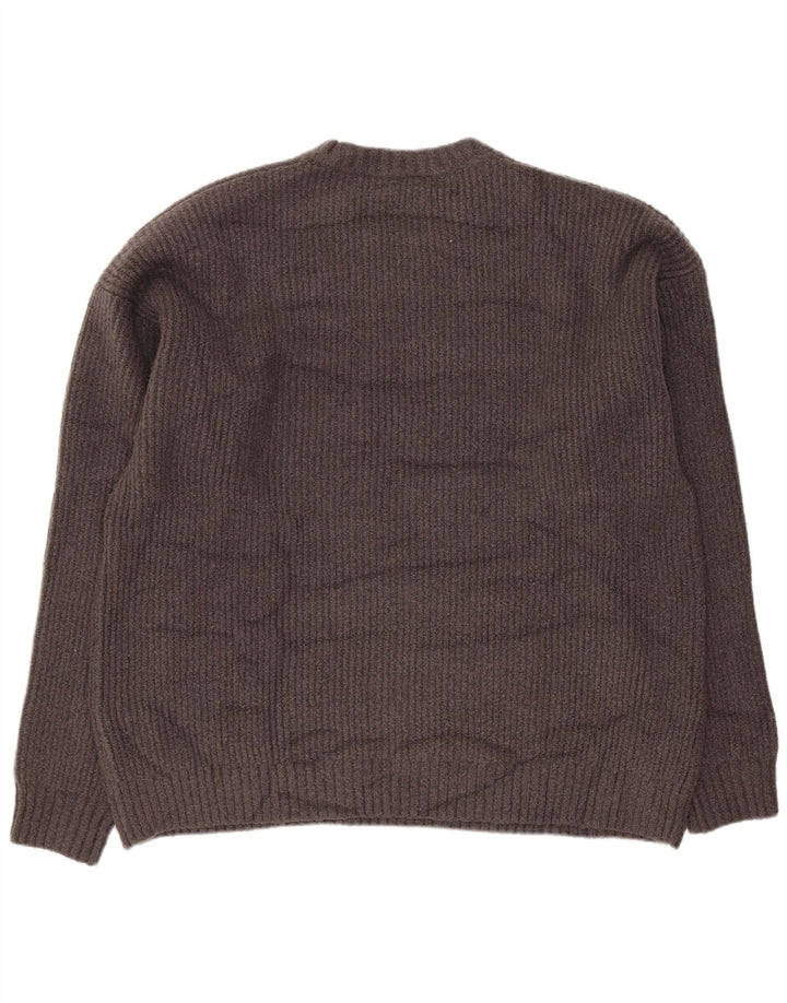 Maglione Zara da uomo con scollo a barca, grande, in poliestere grigio