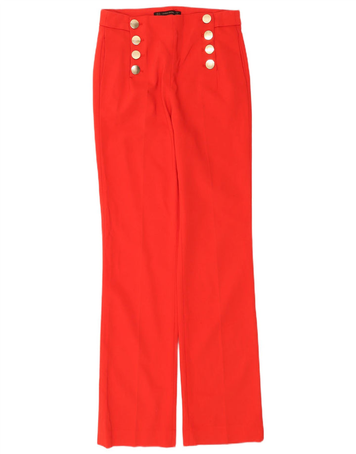 Zara Womens Straight Casual Trousers Medium W28 L34 Red