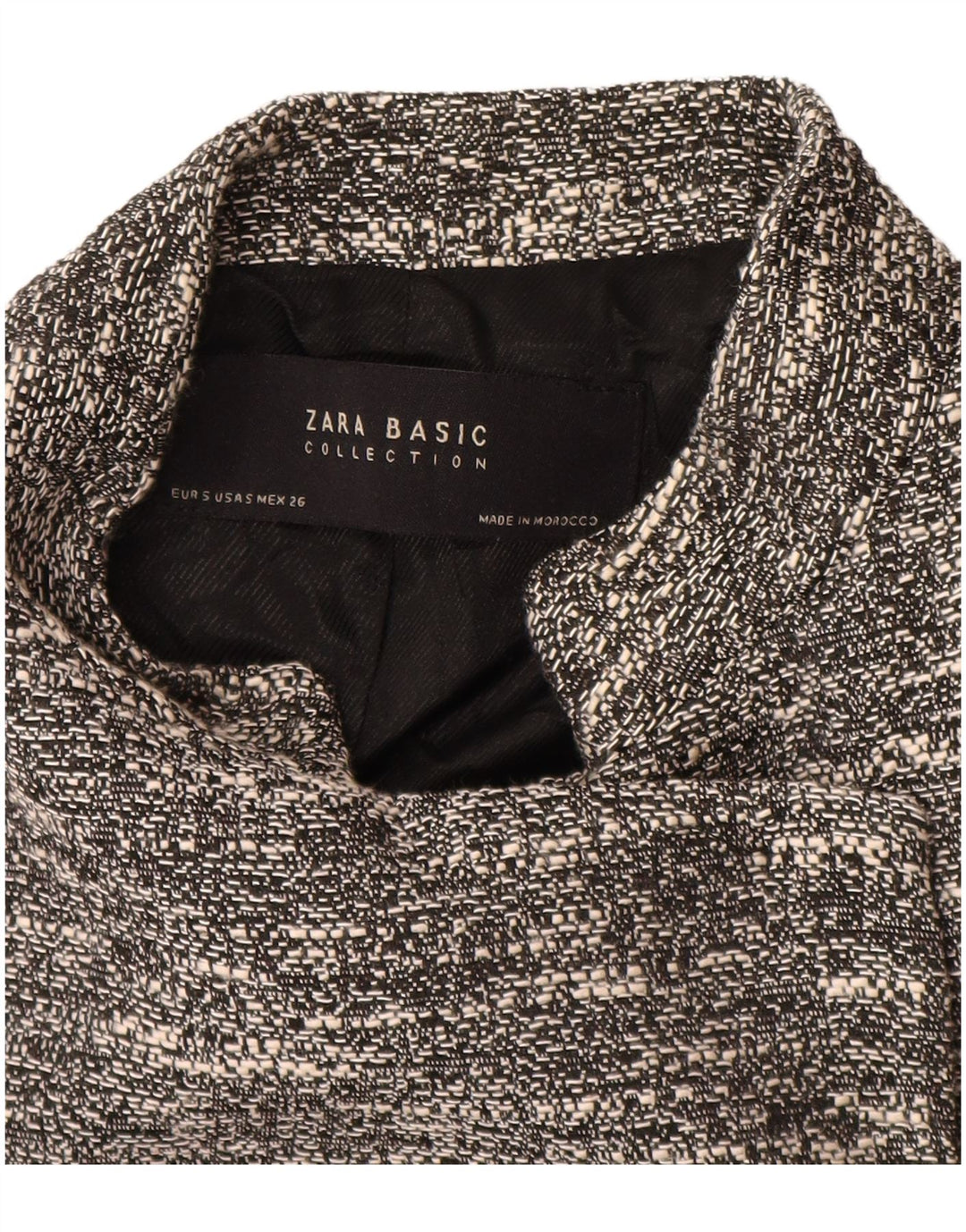 Soprabito aperto da donna Zara UK 10 piccolo cotone chiazzato grigio