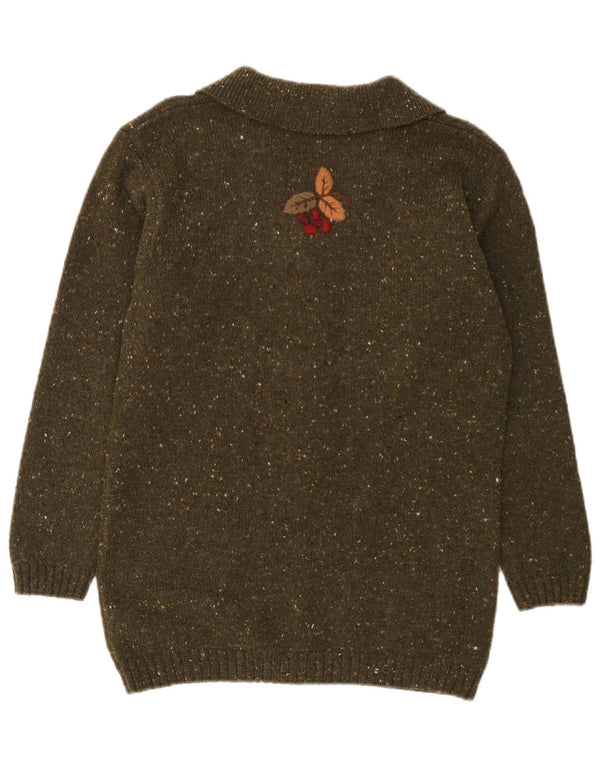 Maglione cardigan da donna Tulchan UK 10 Piccolo cotone floreale verde