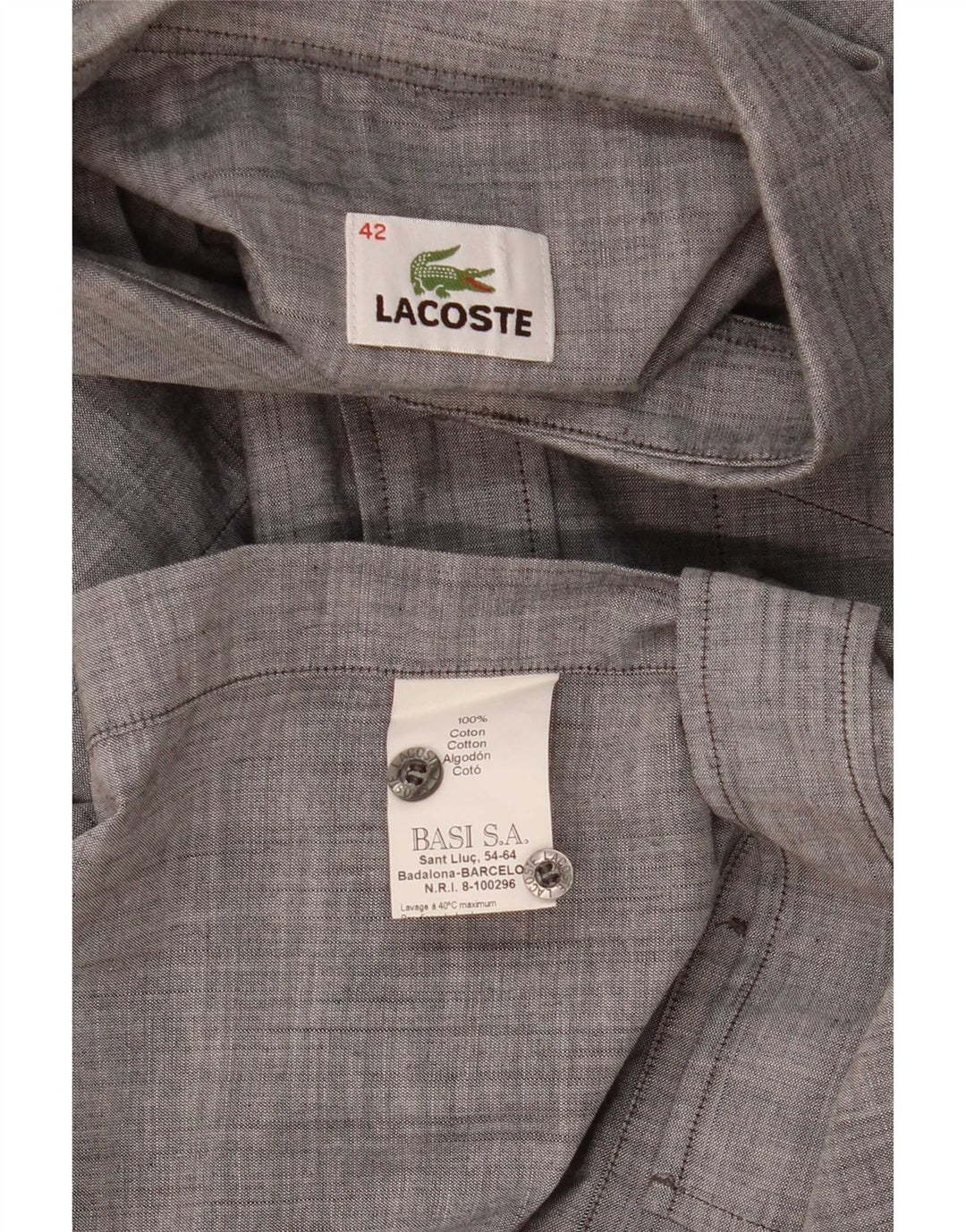 Camicia a maniche corte da uomo Lacoste taglia 42 grande cotone chiazzato grigio
