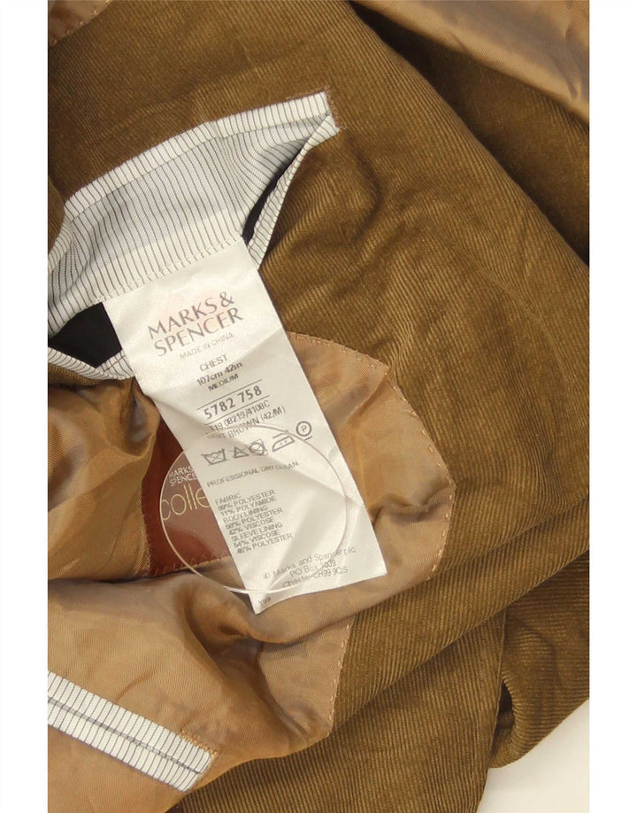 Giacca blazer in velluto a coste a 2 bottoni Marks & Spencer da uomo UK 42 grande beige