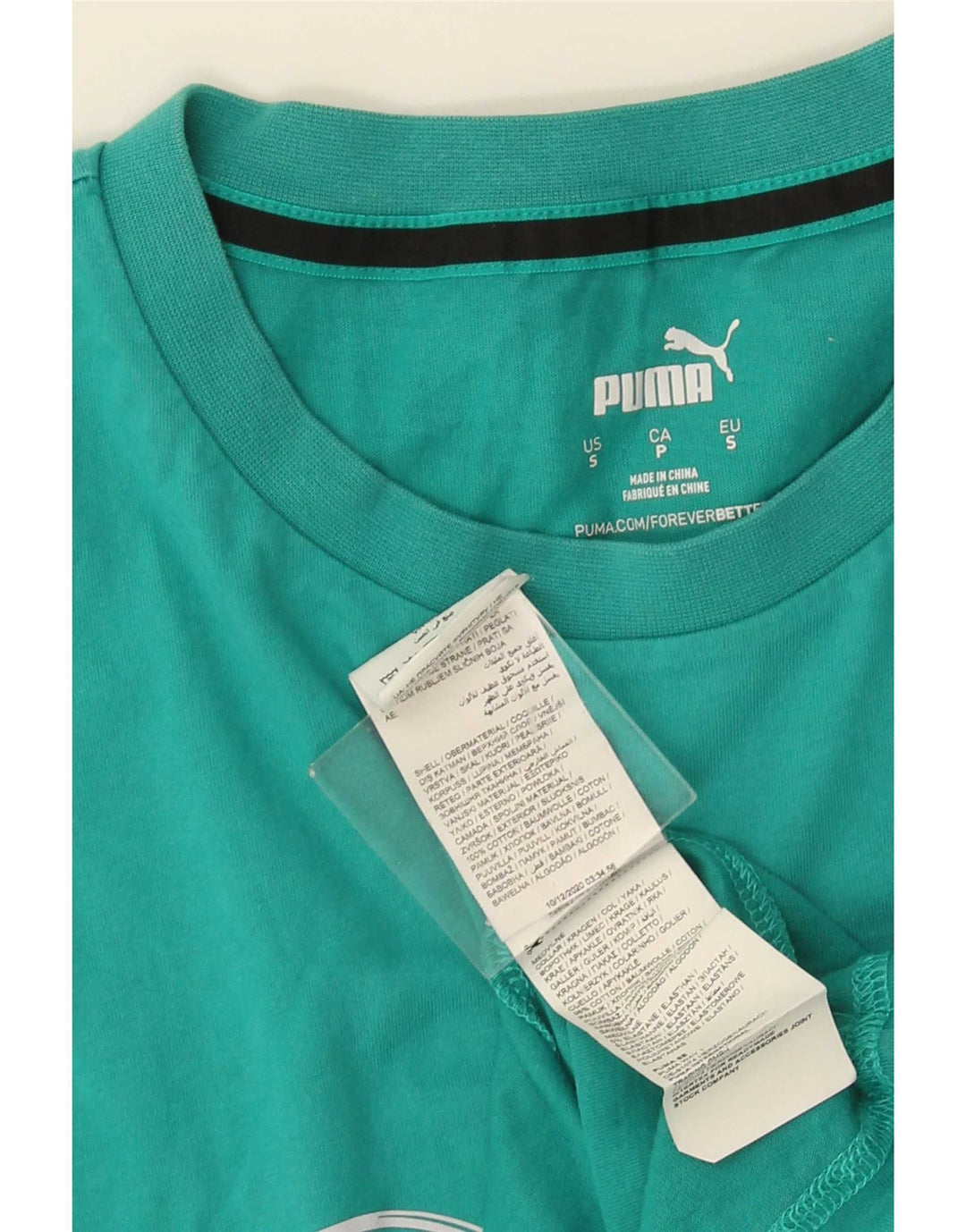 T-shirt grafica da uomo Puma Top Small in cotone turchese