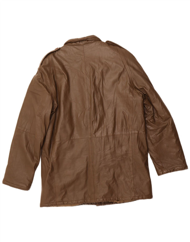 Giacca in pelle militare vintage da uomo UK 42 XL in pelle kaki