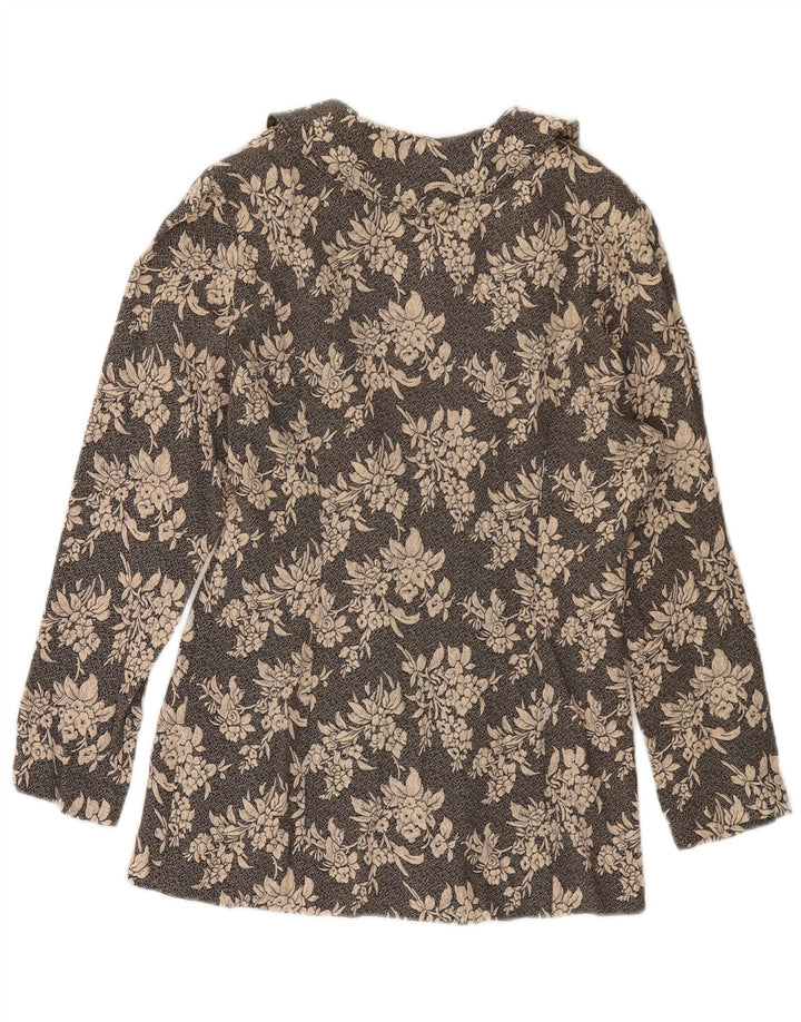 Giacca blazer da donna a 3 bottoni VINTAGE UK 10 piccolo floreale nero