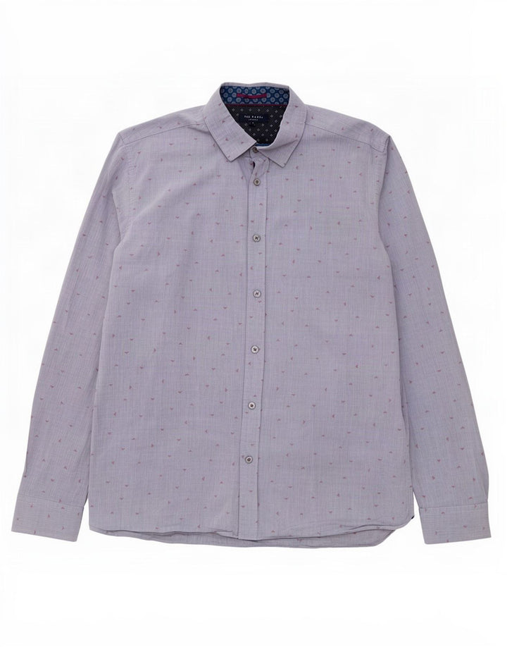 Ted Baker Camicia da uomo con motivo astratto taglia 4 grande cotone grigio
