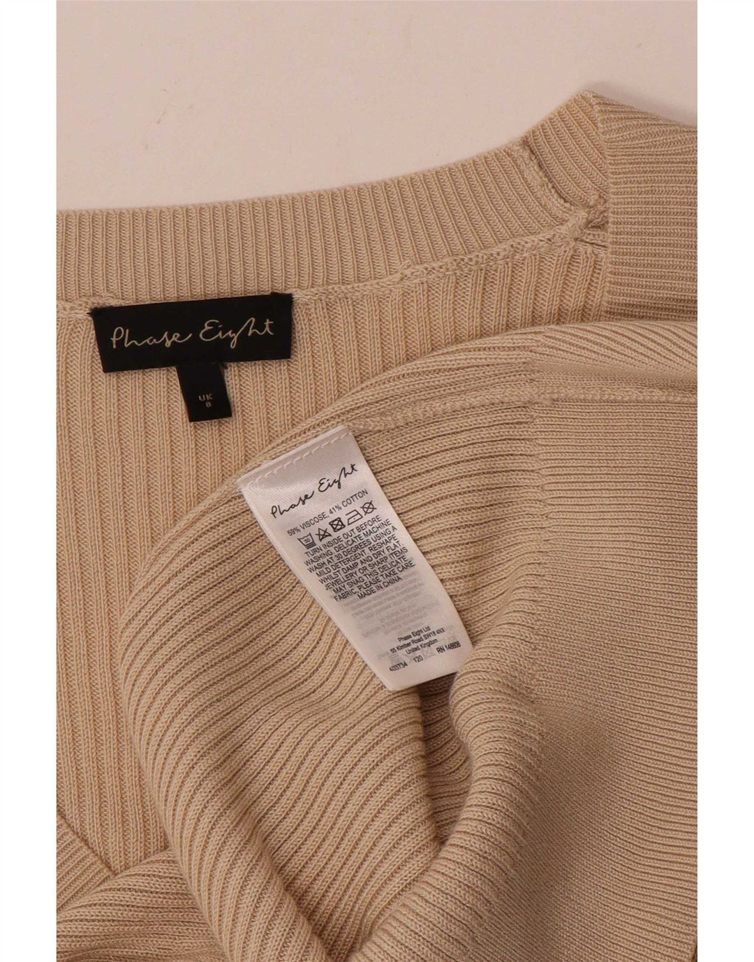 Maglione cardigan da donna Phase Eight UK 8 Small Beige Viscosa