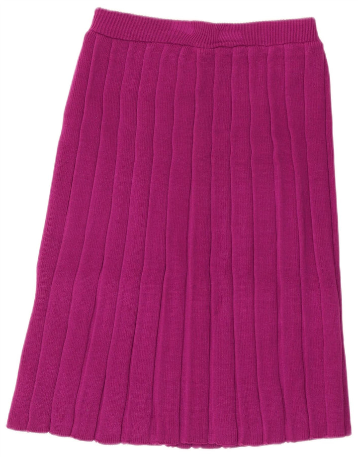 Gonna longuette in maglia da donna vintage W28 piccola in lana viola