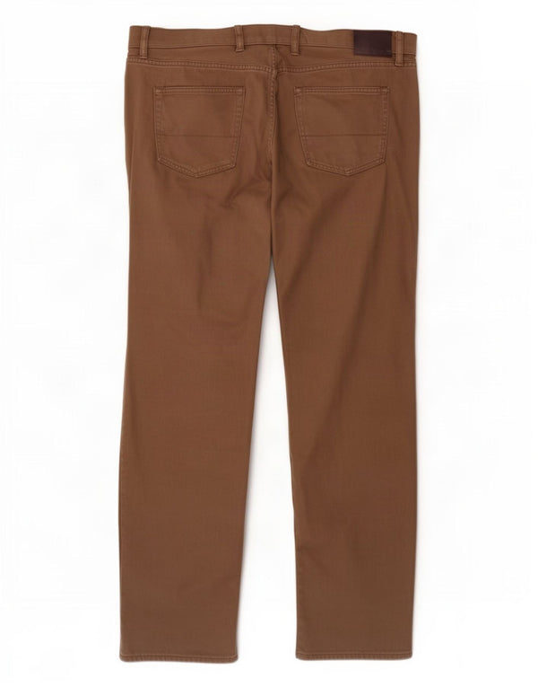 Marks & Spencer Pantaloni casual dritti da uomo W44 L33 Marrone Cotone