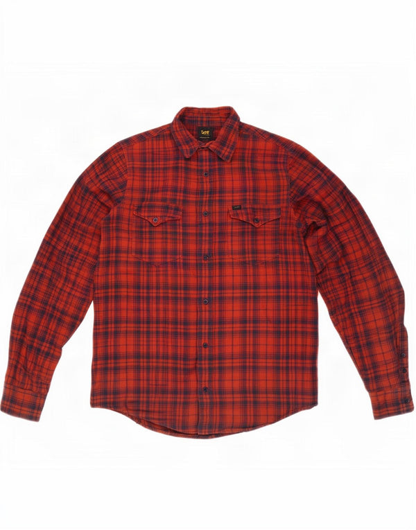 Camicia Lee da uomo in flanella vestibilità regolare in cotone a quadri rosso medio