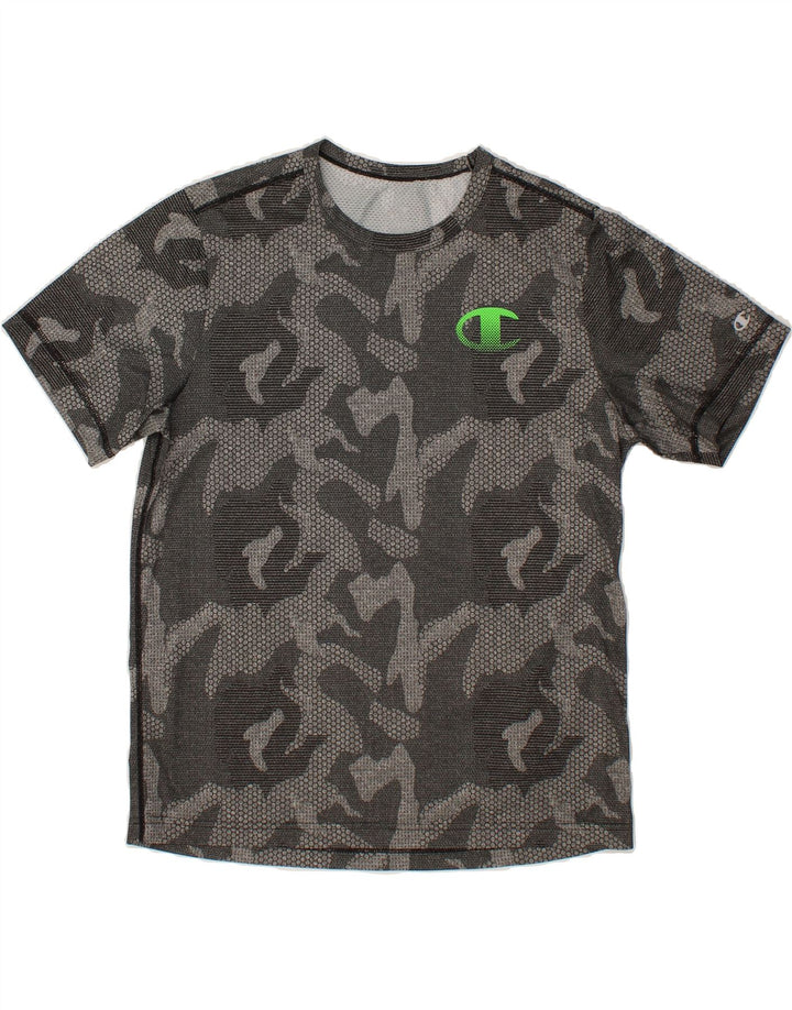 CHAMPION Mens T-Shirt Top Large Grey Camouflage Polyester Vintage Champion and Second-Hand Champion from Messina Hembry 