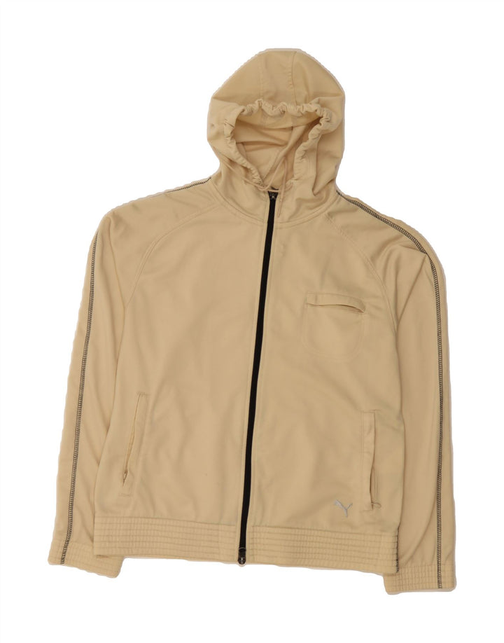 PUMA Womens Zip Hoodie Sweater UK 14 Large Beige Polyester Vintage Puma and Second-Hand Puma from Messina Hembry 