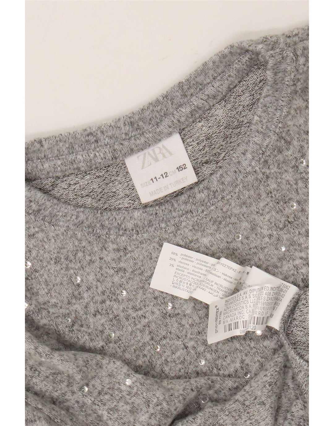 Maglione girocollo per ragazze Zara 11-12 anni in poliestere grigio