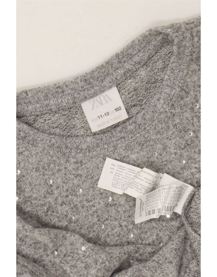 Maglione girocollo per ragazze Zara 11-12 anni in poliestere grigio