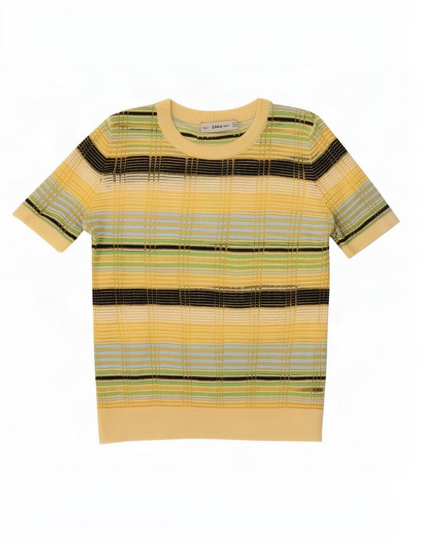 Maglione Zara da donna con scollo a barca UK 10 piccolo a righe gialle
