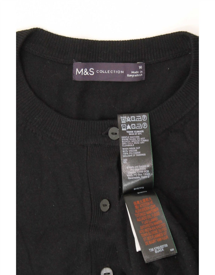 Maglione cardigan da donna Marks & Spencer UK 16 grande viscosa nera