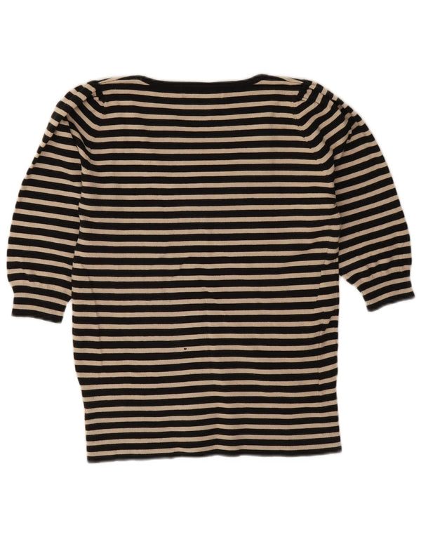 Top Zara da donna manica 3/4 UK 12 cotone a righe nere medie