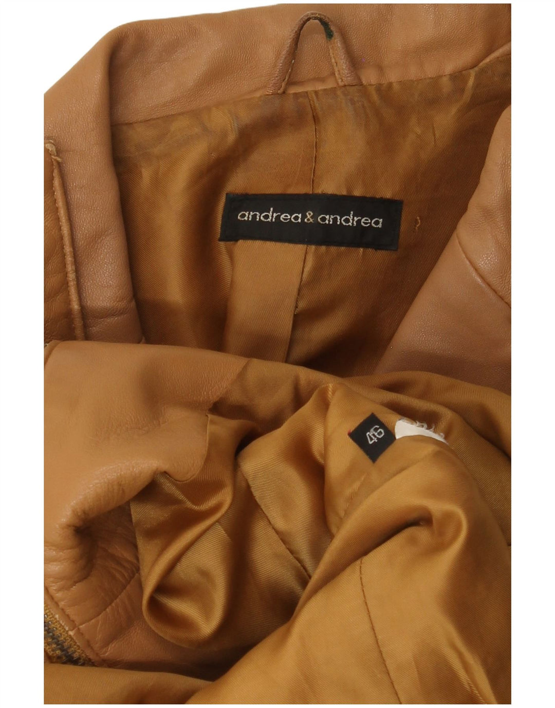 Giacca in pelle vintage da donna IT 46 grande marrone