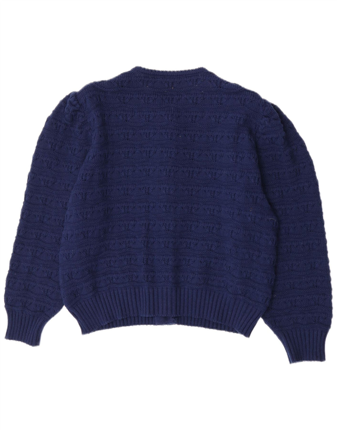 Maglione cardigan da donna vintage EU 50 3XL lana blu navy
