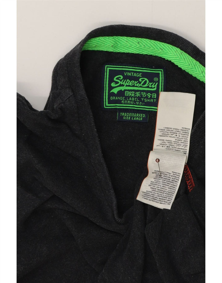 T-shirt da donna SUPERDRY UK 16 grande cotone grigio