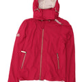Giacca antipioggia da donna con cappuccio SUPERDRY UK 10 piccola in nylon rosso