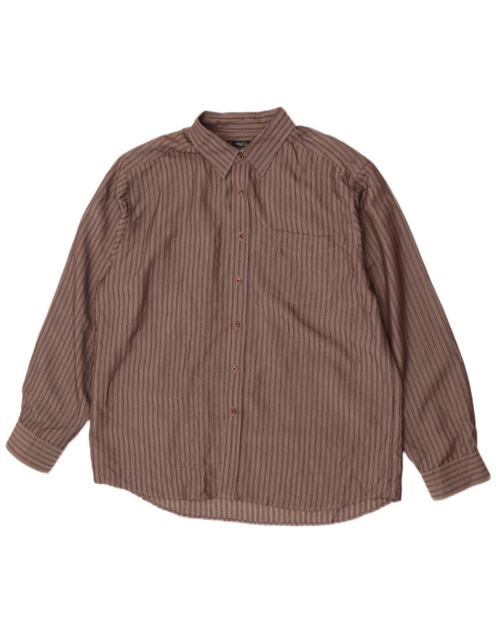 Camicia M&Co Uomo XL Viscosa Rigata Marrone
