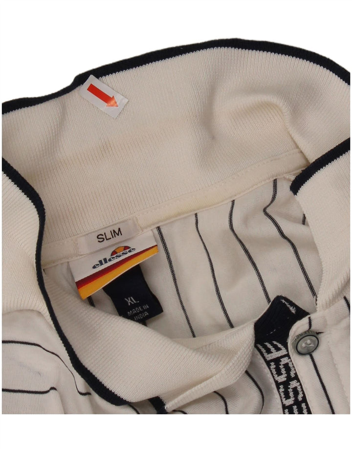 Polo Ellesse da uomo slim XL in cotone a righe bianche