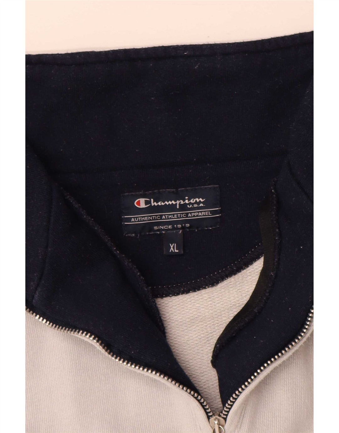 Felpa Champion da uomo con zip e collo, maglione XL grigio