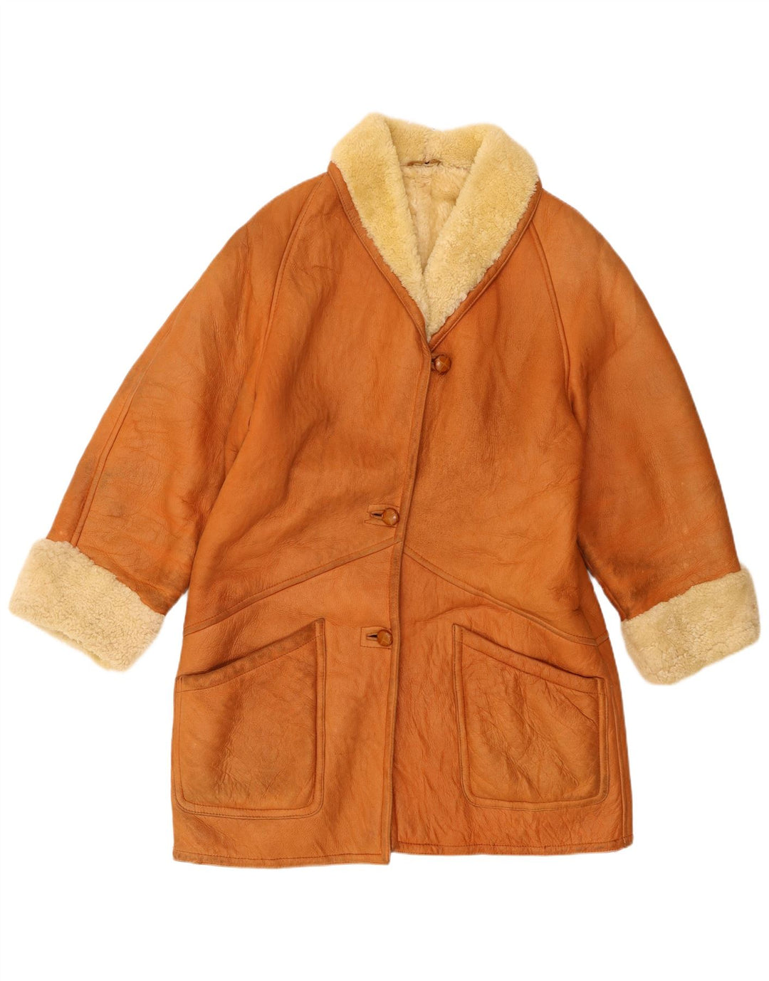 Cappotto Trussardi Donna Shearling UK 18 XL Pelle Beige