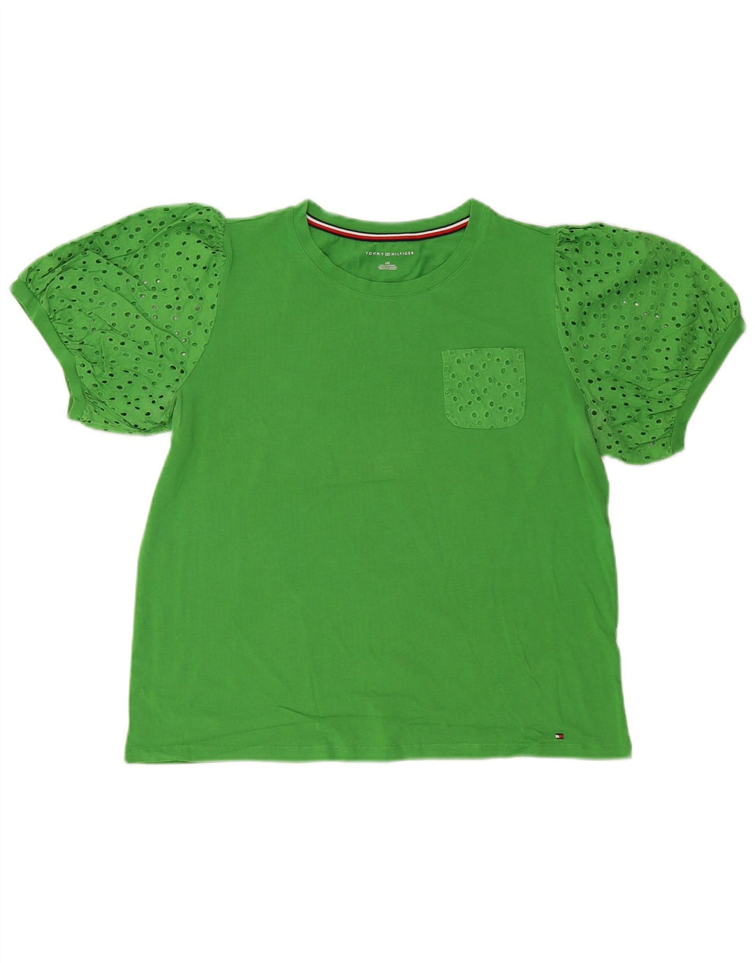 TOMMY HILFIGER T-shirt da donna Top UK 16 Large Verde