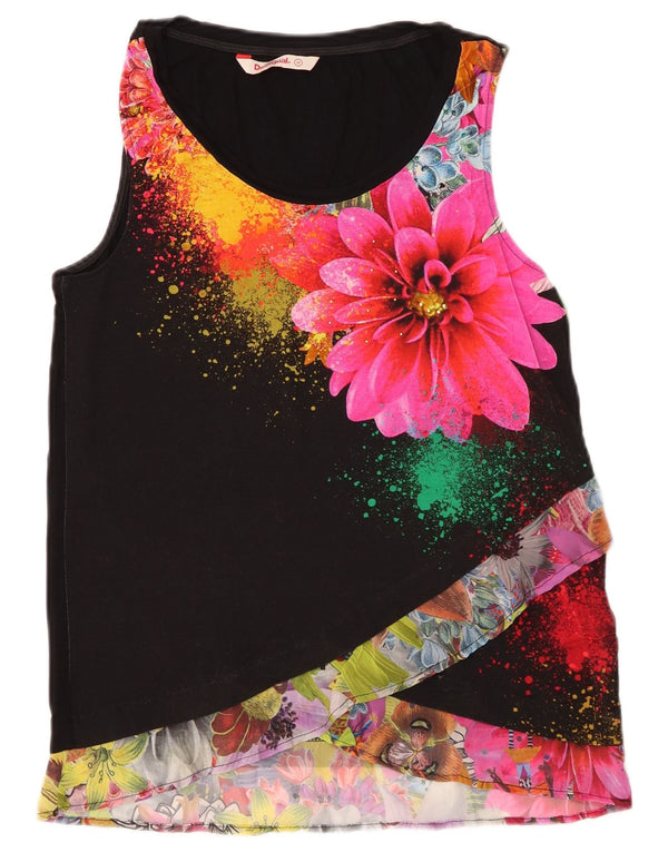DESIGUAL Camicetta senza maniche grafica da donna Top UK 12 Medio Nero Floreale