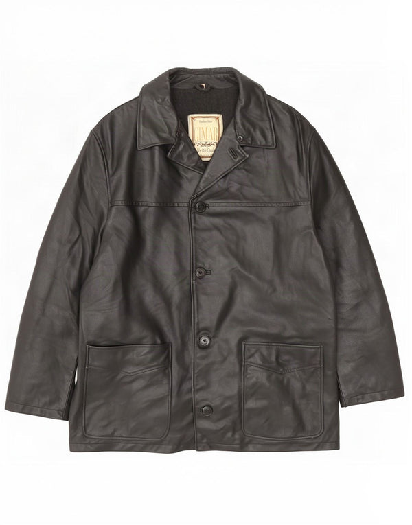Giacca in pelle vintage da uomo IT 52 XL Nera