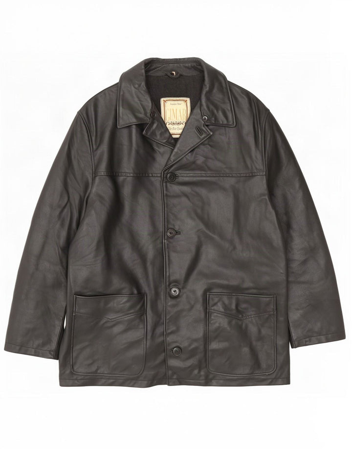 Giacca in pelle vintage da uomo IT 52 XL Nera
