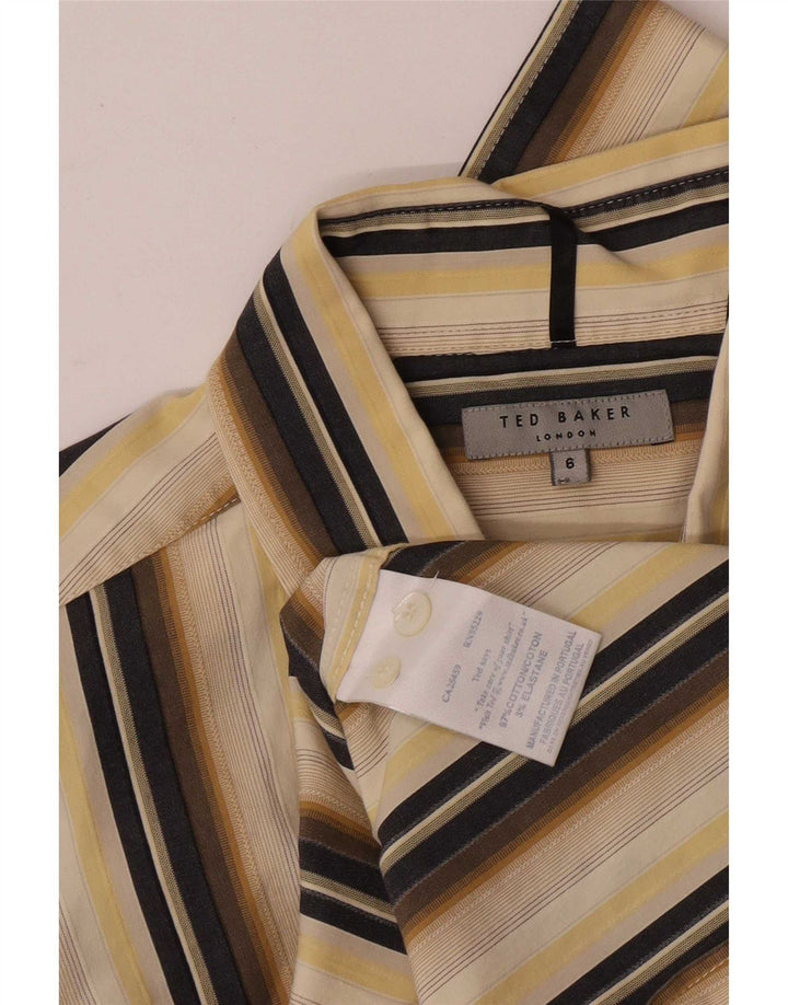 Camicia da uomo Ted Baker taglia 6 2XL cotone a righe beige