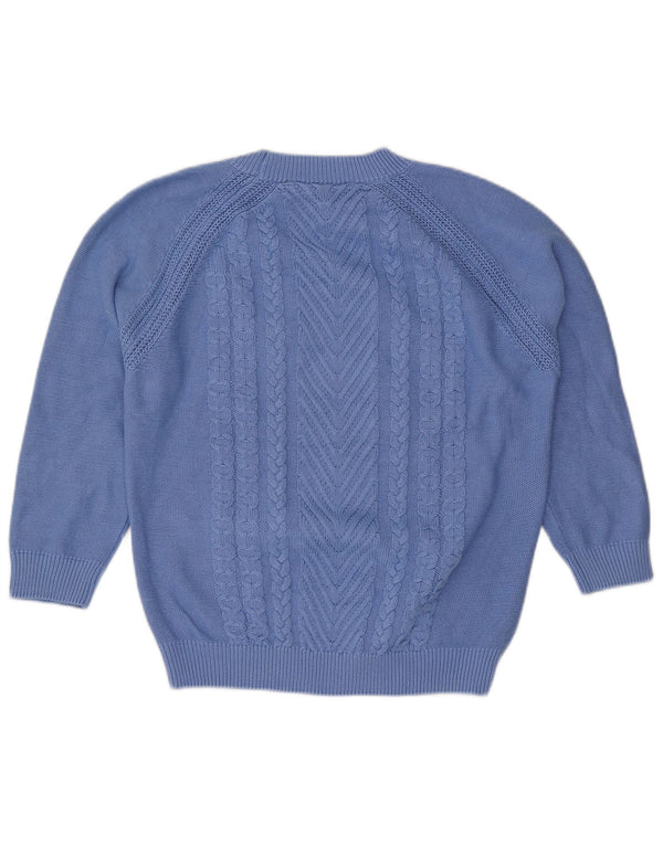 Crew Clothing Maglione da donna con collo a maniche a 3/4 UK 14 Grande cotone blu