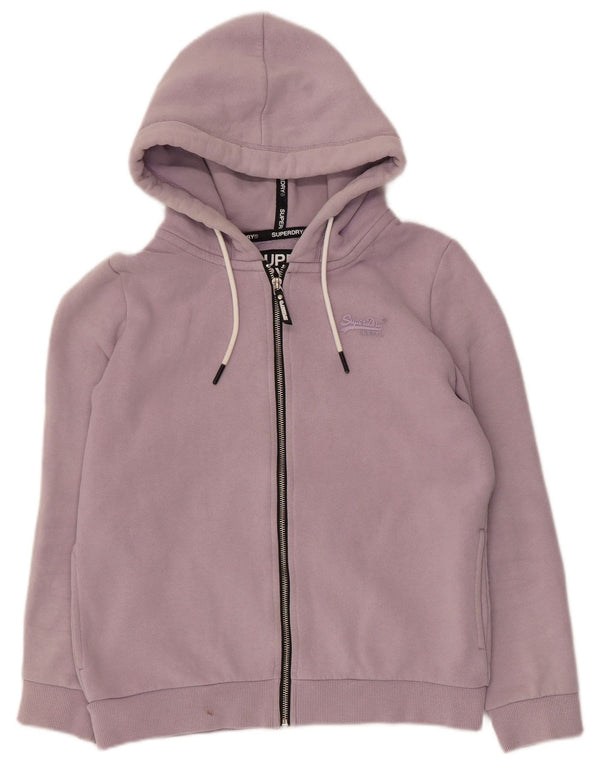 Maglione con cappuccio e zip oversize da donna Superdry UK 8 piccolo cotone viola